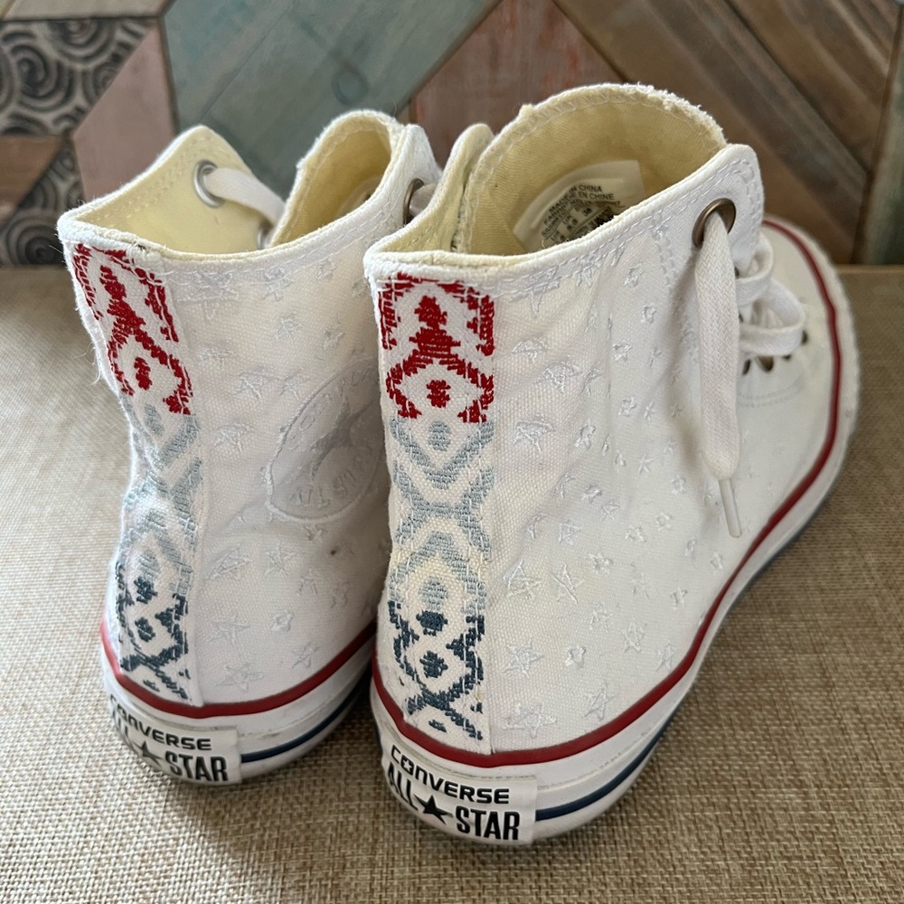 Converse White High-Top Sneakers with Red Accents - Picture 3 of 8